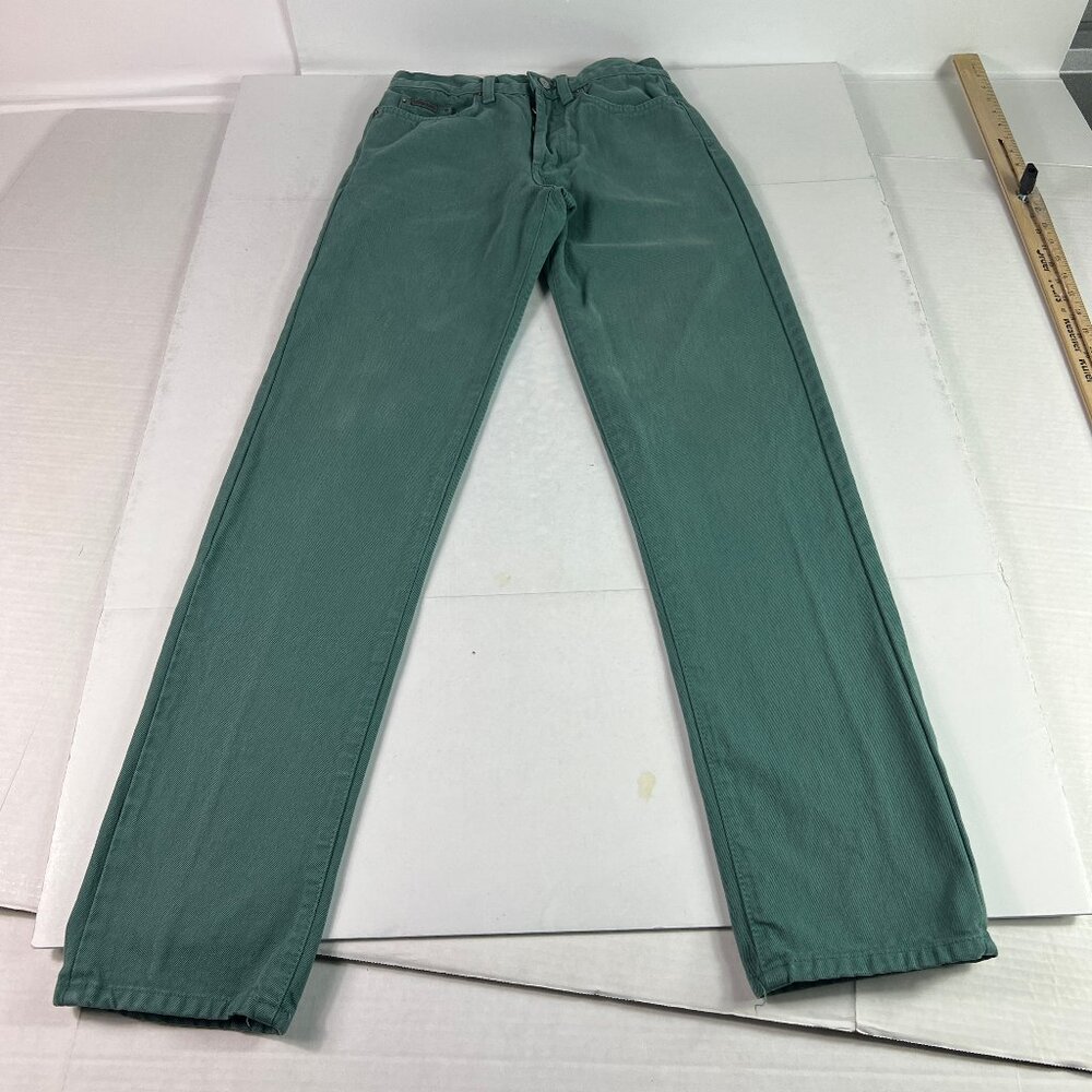 VTG Calvin Klein Jean's Juniors 26x31* Straight Green Faded Denim USA Made Tag 3